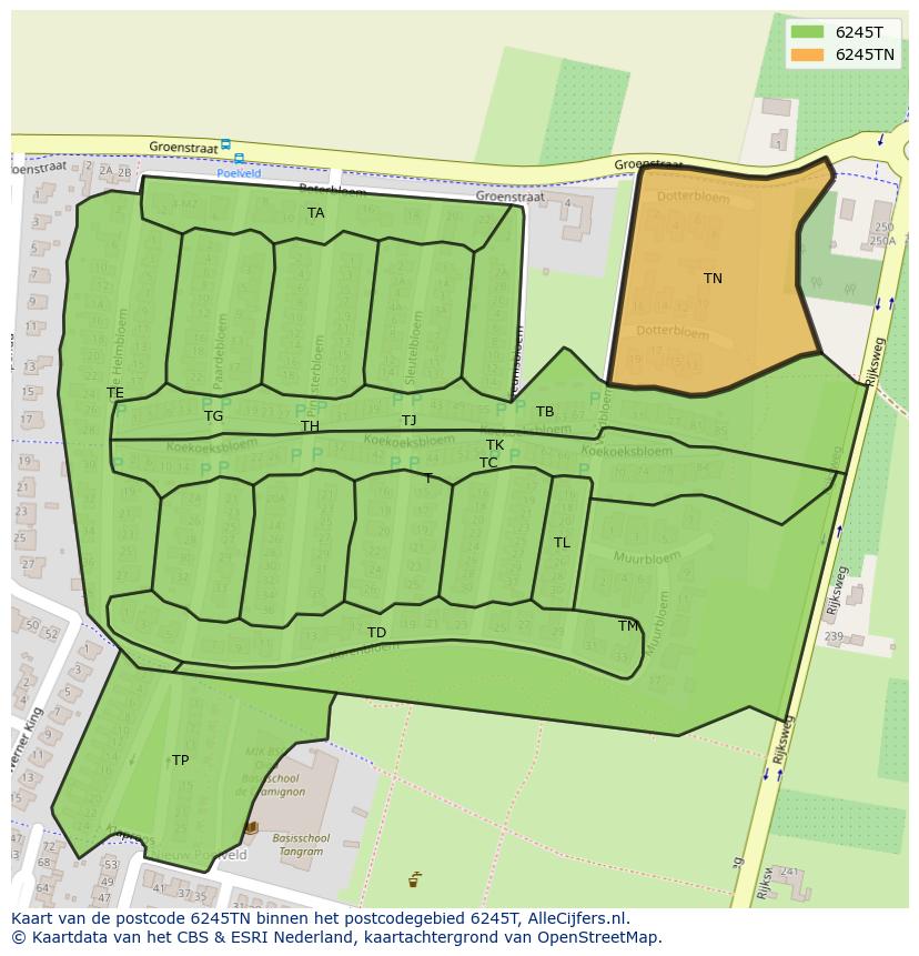 Afbeelding van het postcodegebied 6245 TN op de kaart.