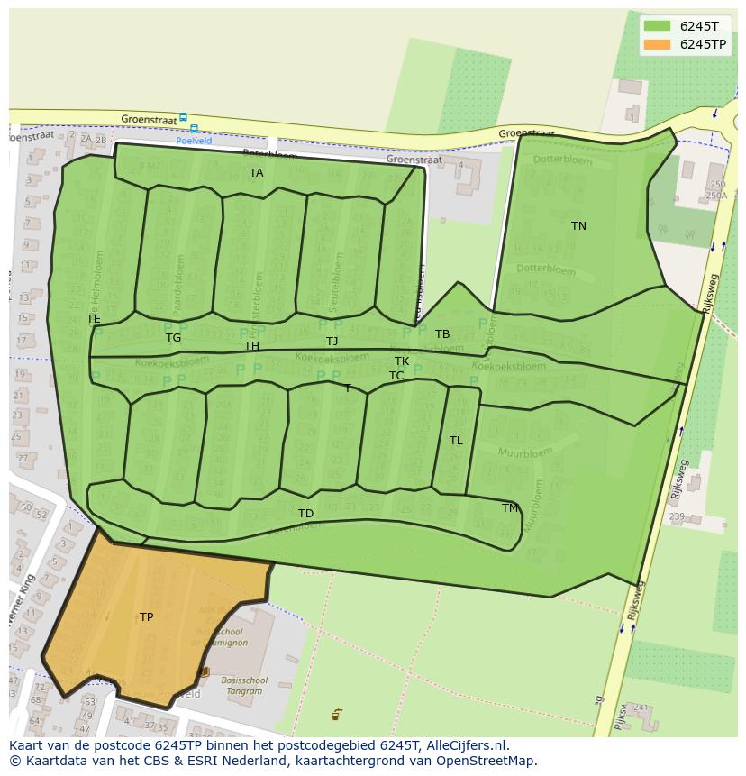 Afbeelding van het postcodegebied 6245 TP op de kaart.