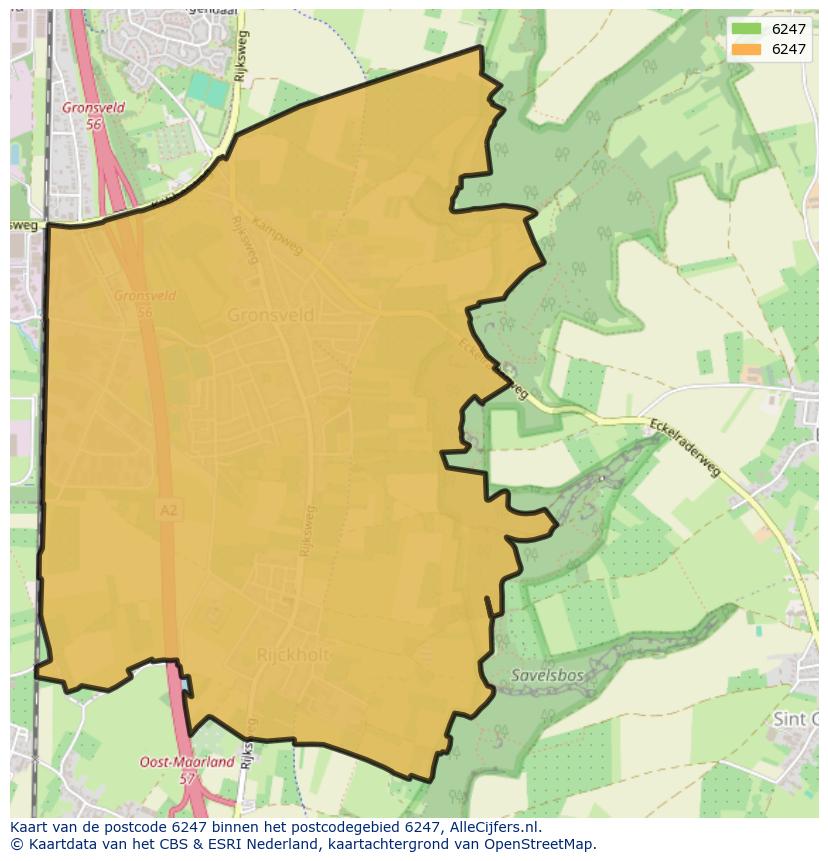 Afbeelding van het postcodegebied 6247 op de kaart.