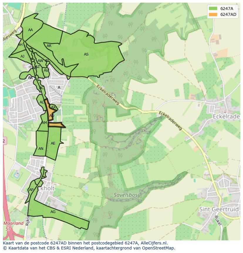Afbeelding van het postcodegebied 6247 AD op de kaart.