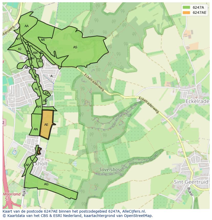 Afbeelding van het postcodegebied 6247 AE op de kaart.