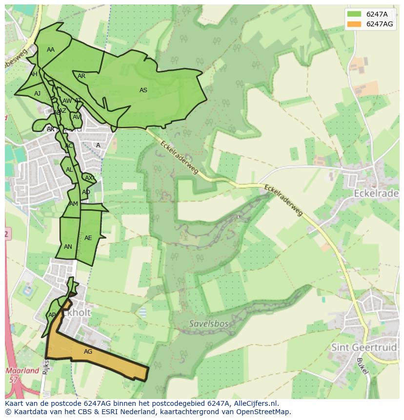 Afbeelding van het postcodegebied 6247 AG op de kaart.