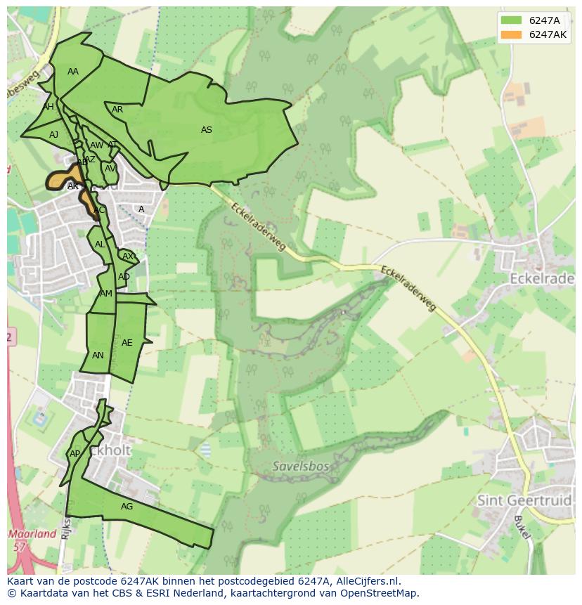 Afbeelding van het postcodegebied 6247 AK op de kaart.