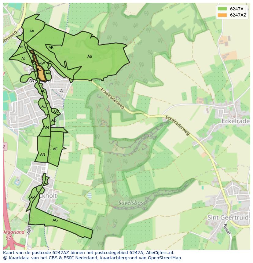Afbeelding van het postcodegebied 6247 AZ op de kaart.