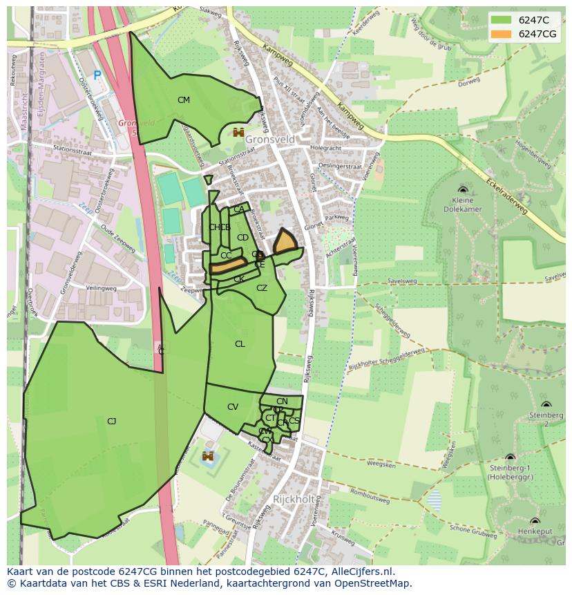 Afbeelding van het postcodegebied 6247 CG op de kaart.