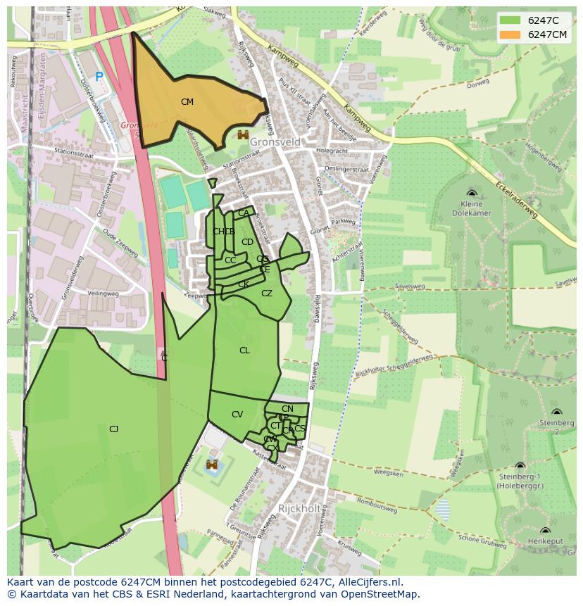 Afbeelding van het postcodegebied 6247 CM op de kaart.