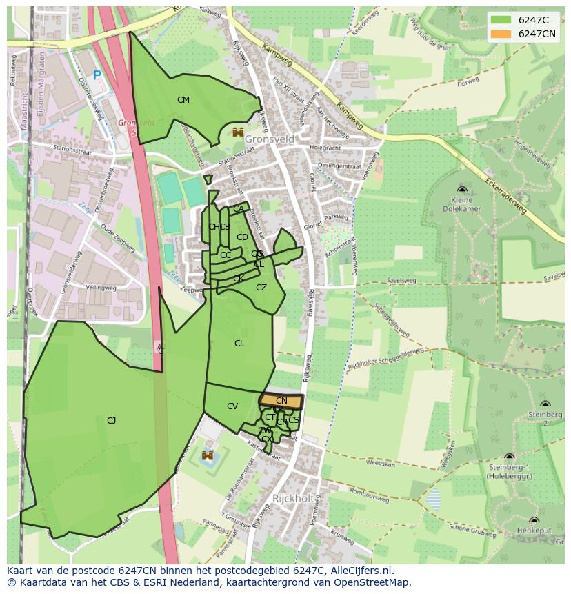 Afbeelding van het postcodegebied 6247 CN op de kaart.