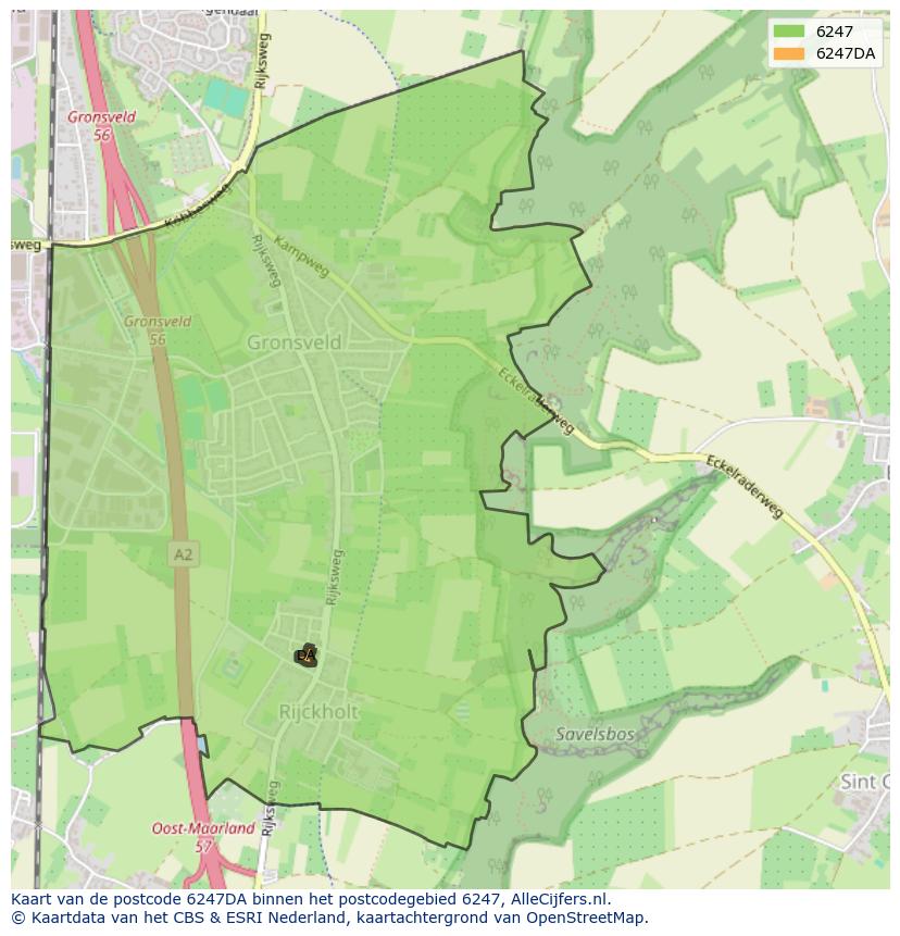 Afbeelding van het postcodegebied 6247 DA op de kaart.