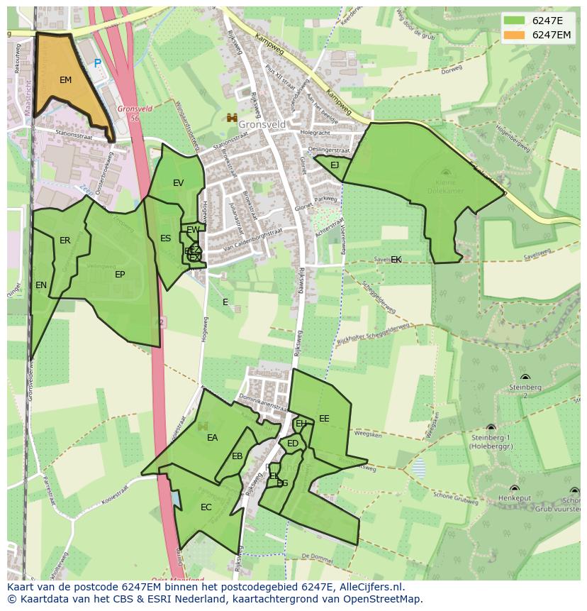 Afbeelding van het postcodegebied 6247 EM op de kaart.