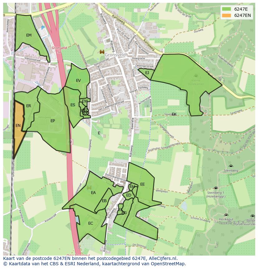 Afbeelding van het postcodegebied 6247 EN op de kaart.