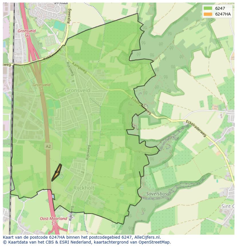 Afbeelding van het postcodegebied 6247 HA op de kaart.