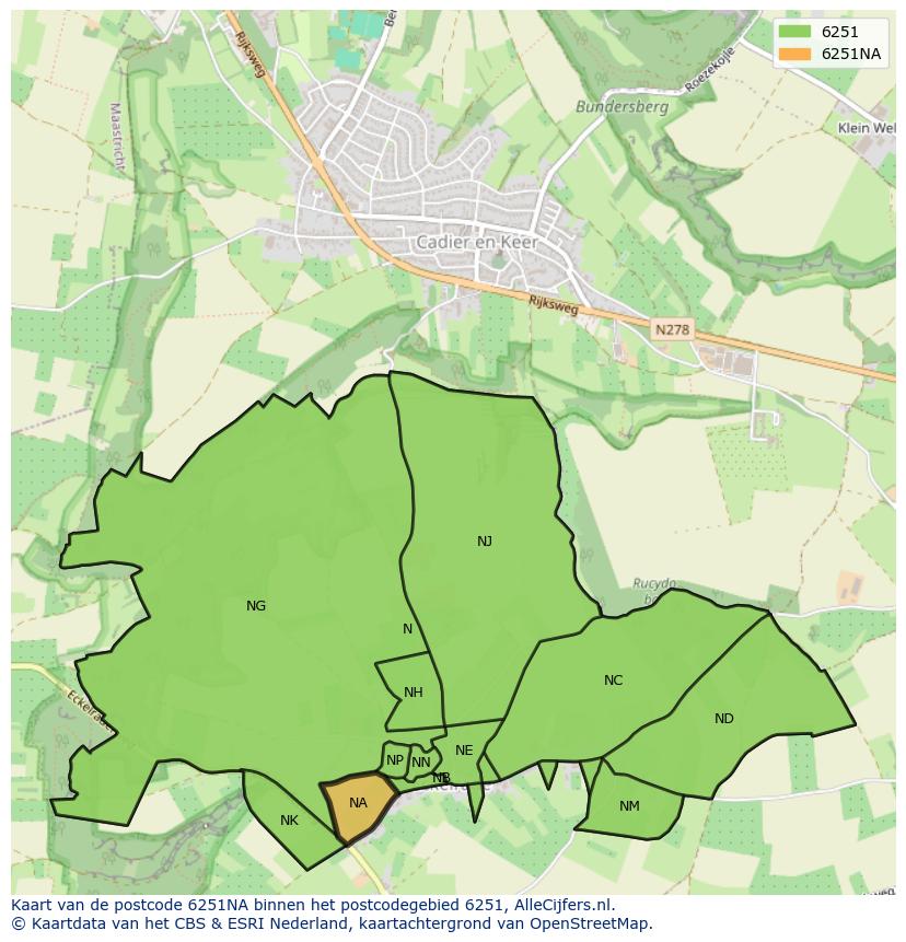 Afbeelding van het postcodegebied 6251 NA op de kaart.