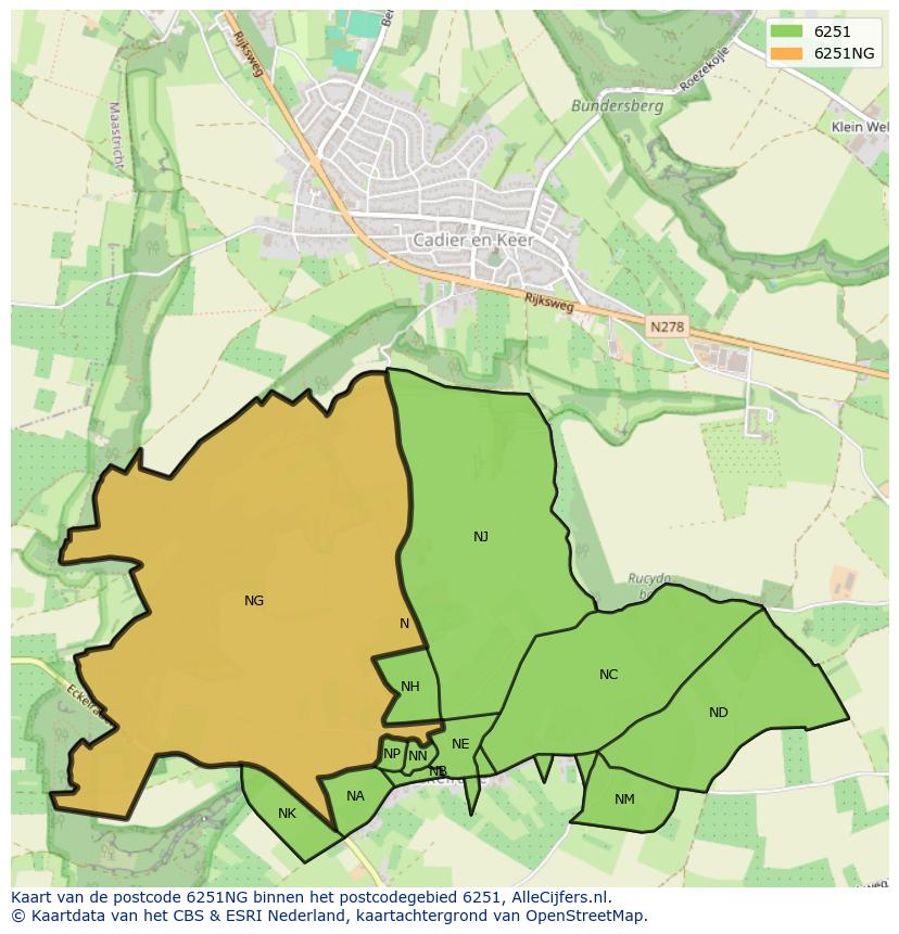 Afbeelding van het postcodegebied 6251 NG op de kaart.