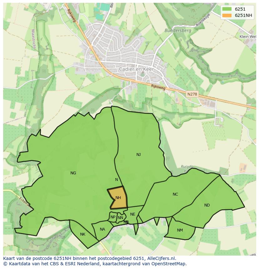 Afbeelding van het postcodegebied 6251 NH op de kaart.