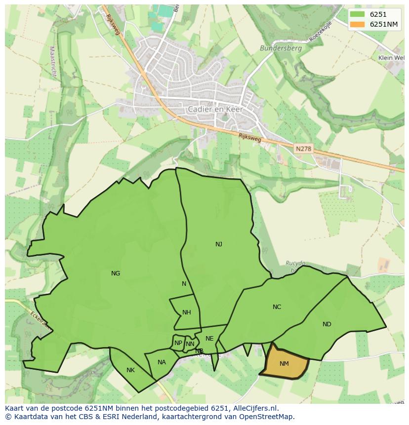 Afbeelding van het postcodegebied 6251 NM op de kaart.
