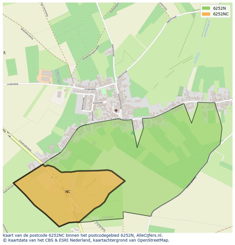 Afbeelding van het postcodegebied 6252 NC op de kaart.