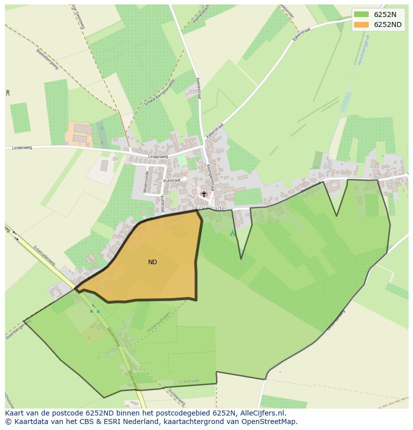 Afbeelding van het postcodegebied 6252 ND op de kaart.