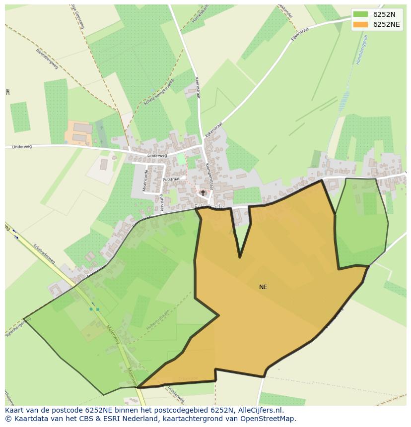 Afbeelding van het postcodegebied 6252 NE op de kaart.