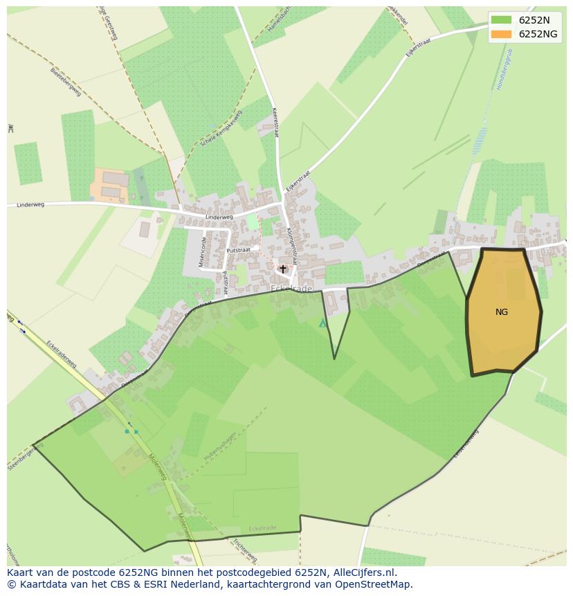 Afbeelding van het postcodegebied 6252 NG op de kaart.