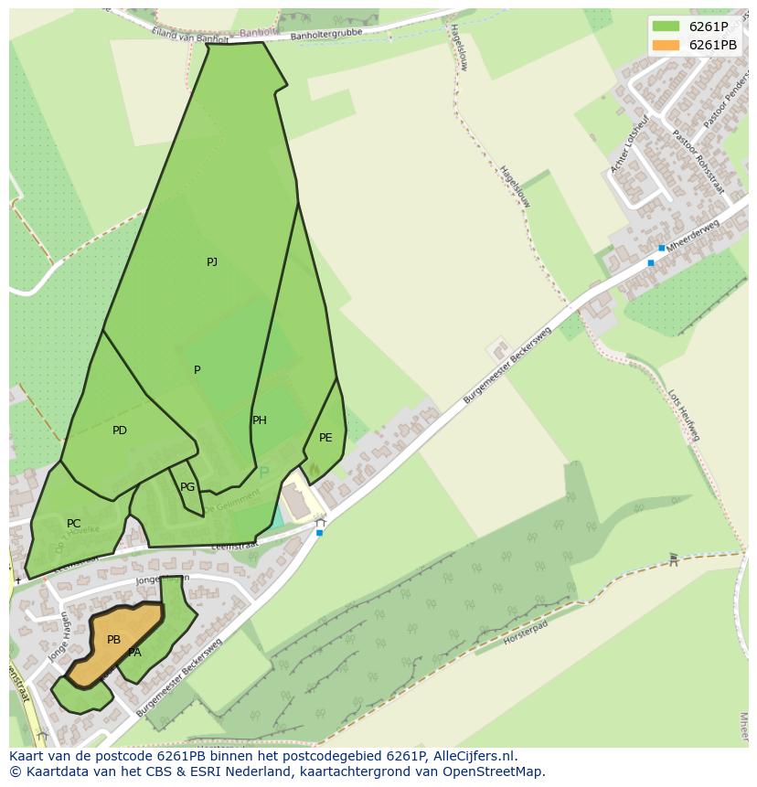 Afbeelding van het postcodegebied 6261 PB op de kaart.