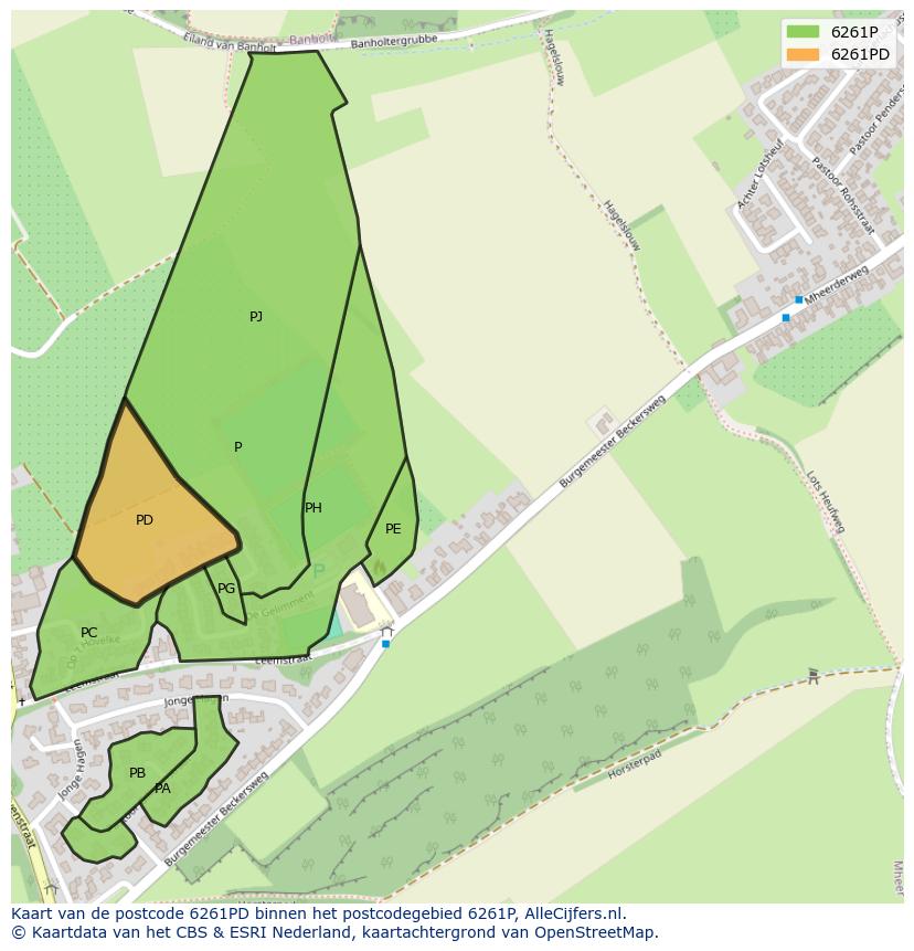 Afbeelding van het postcodegebied 6261 PD op de kaart.