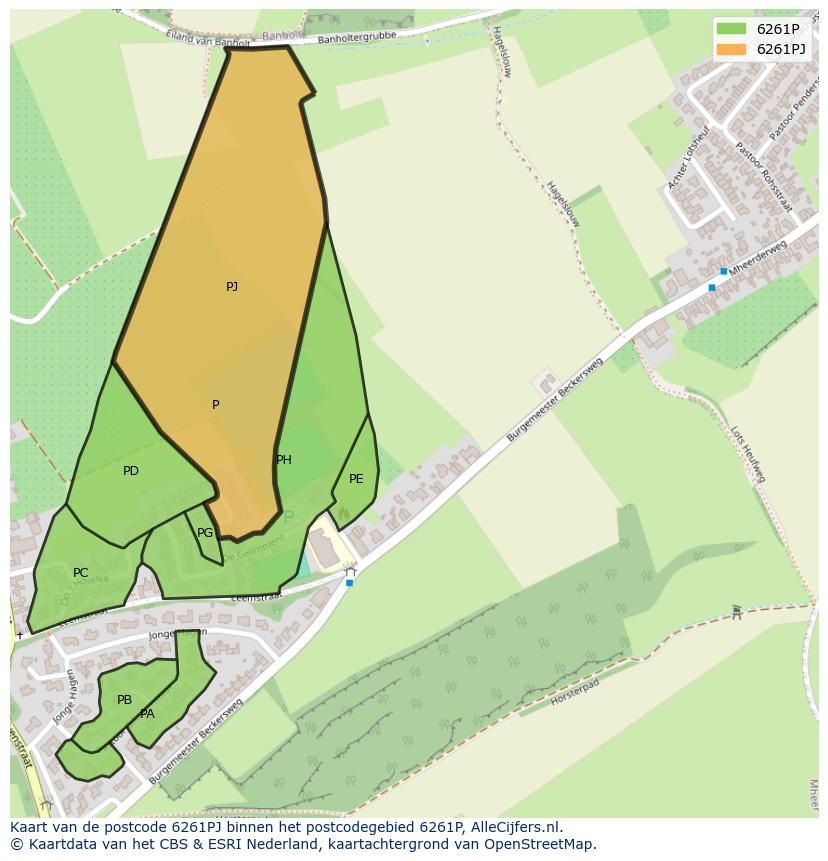 Afbeelding van het postcodegebied 6261 PJ op de kaart.