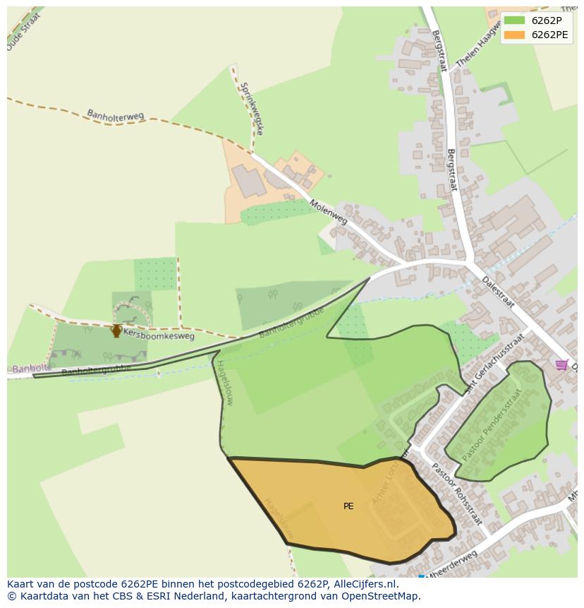 Afbeelding van het postcodegebied 6262 PE op de kaart.