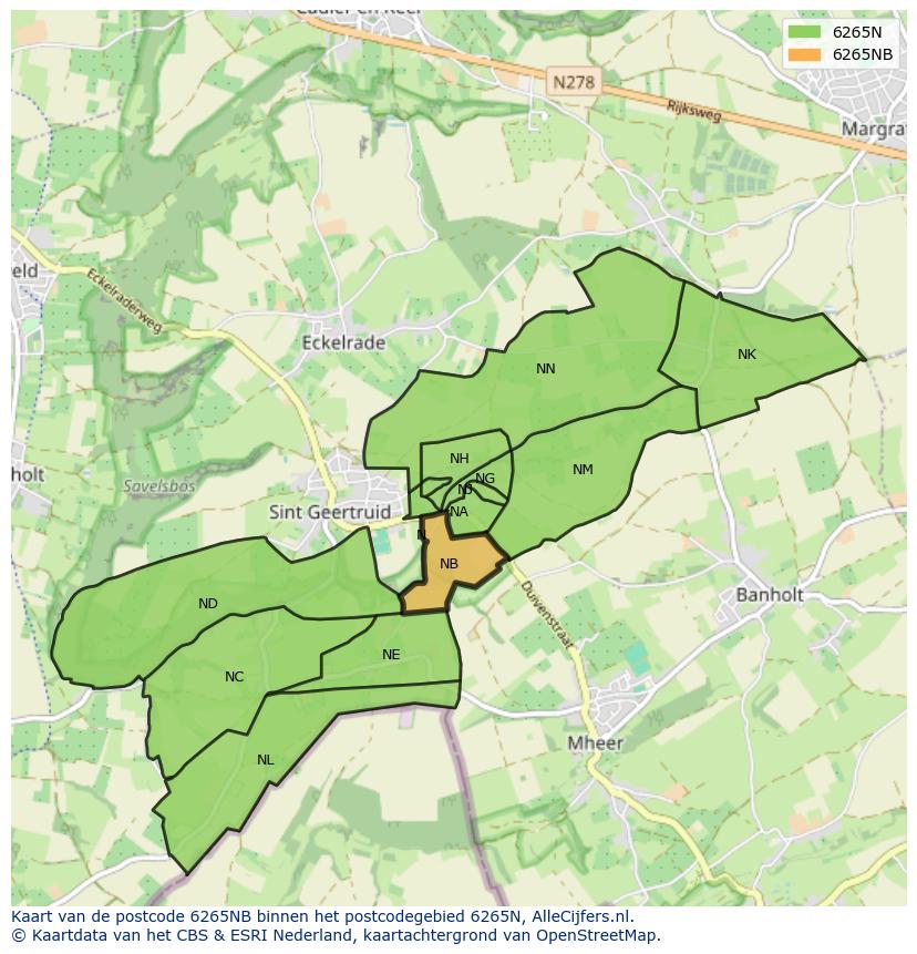 Afbeelding van het postcodegebied 6265 NB op de kaart.