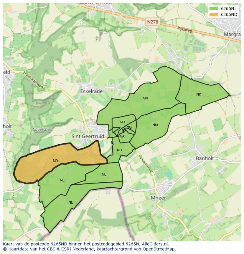 Afbeelding van het postcodegebied 6265 ND op de kaart.