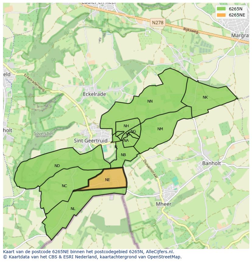 Afbeelding van het postcodegebied 6265 NE op de kaart.