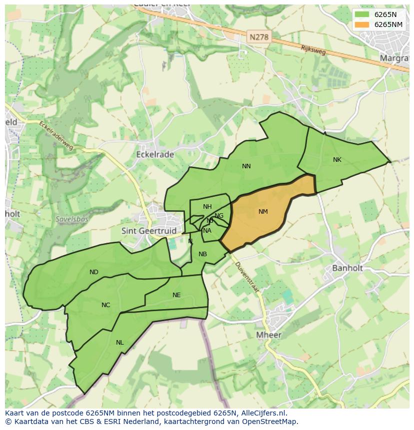 Afbeelding van het postcodegebied 6265 NM op de kaart.
