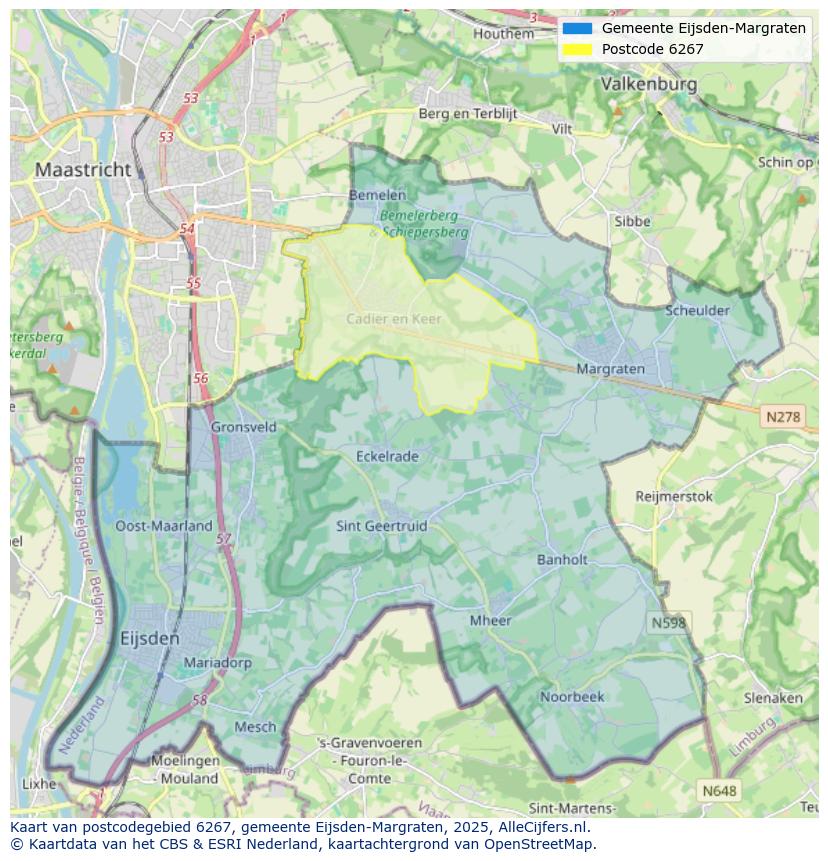 Afbeelding van het postcodegebied 6267 op de kaart.