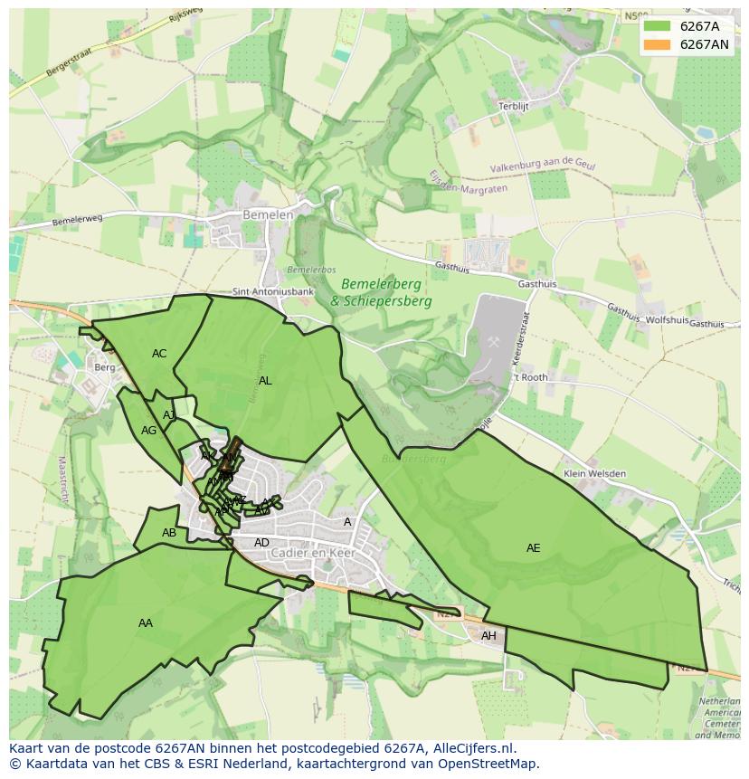 Afbeelding van het postcodegebied 6267 AN op de kaart.