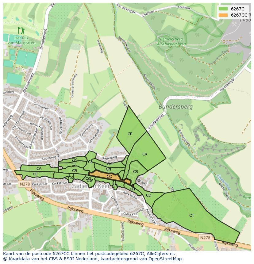 Afbeelding van het postcodegebied 6267 CC op de kaart.