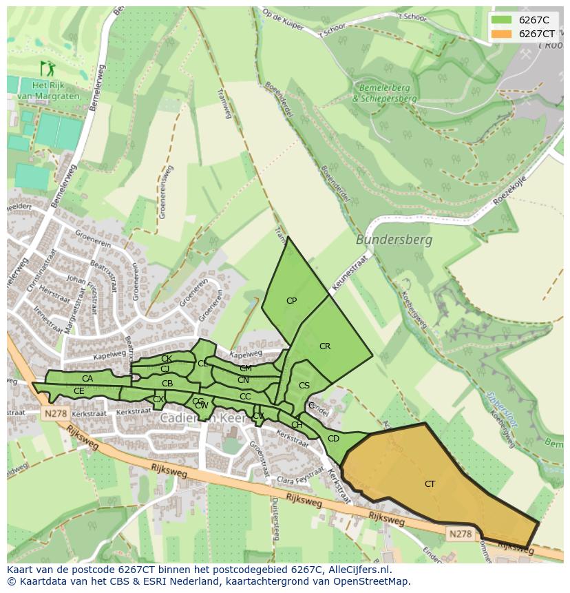 Afbeelding van het postcodegebied 6267 CT op de kaart.