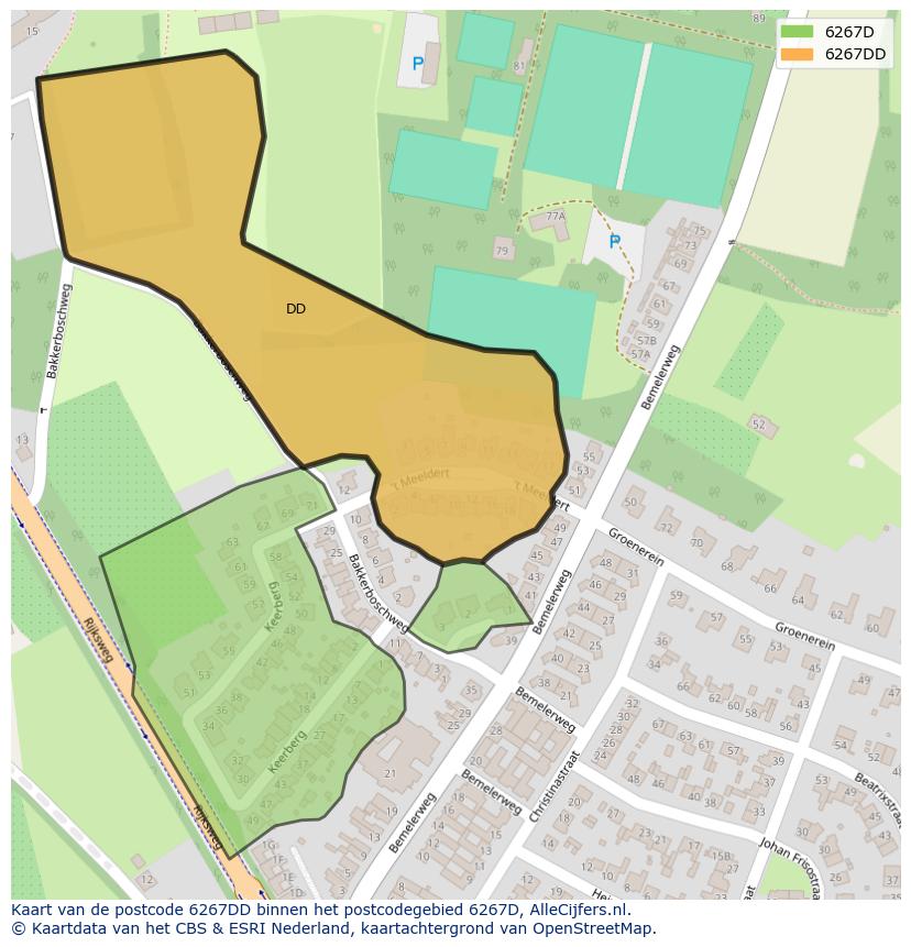 Afbeelding van het postcodegebied 6267 DD op de kaart.