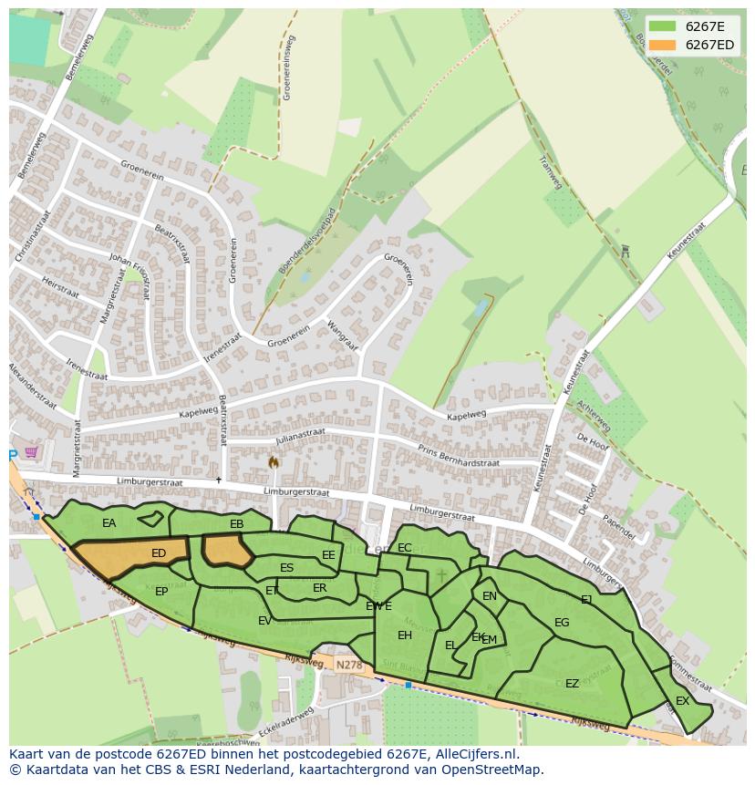 Afbeelding van het postcodegebied 6267 ED op de kaart.