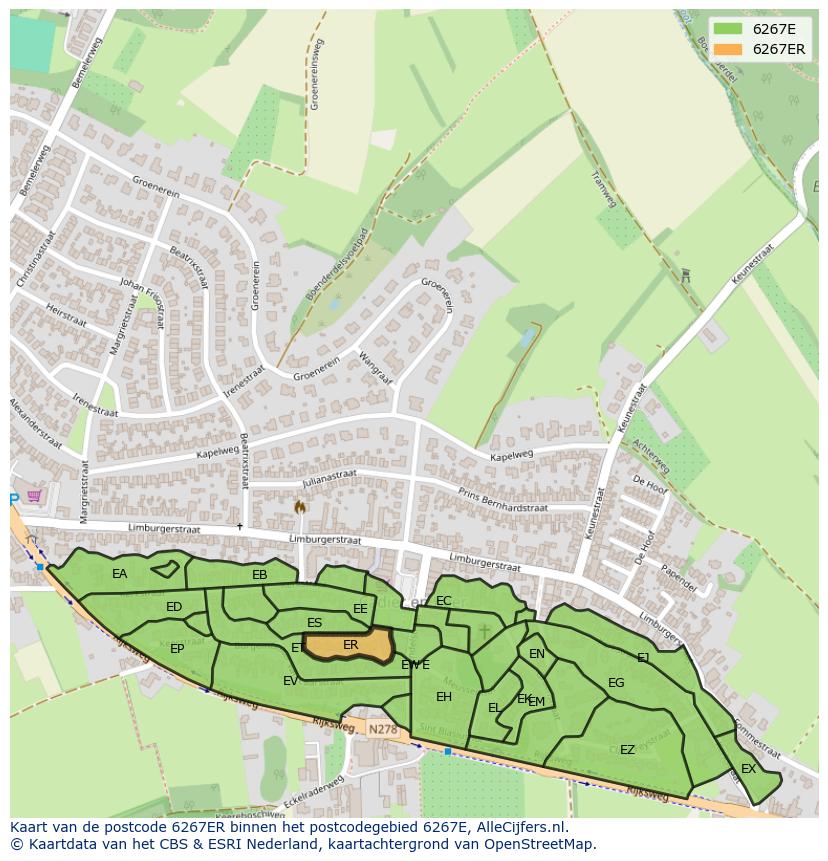 Afbeelding van het postcodegebied 6267 ER op de kaart.