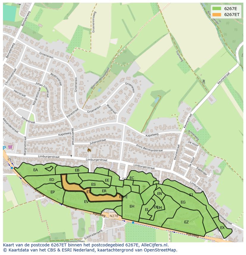 Afbeelding van het postcodegebied 6267 ET op de kaart.