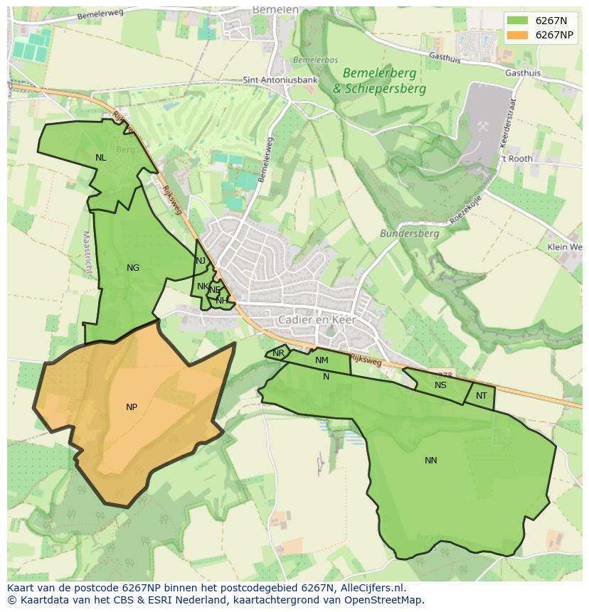 Afbeelding van het postcodegebied 6267 NP op de kaart.