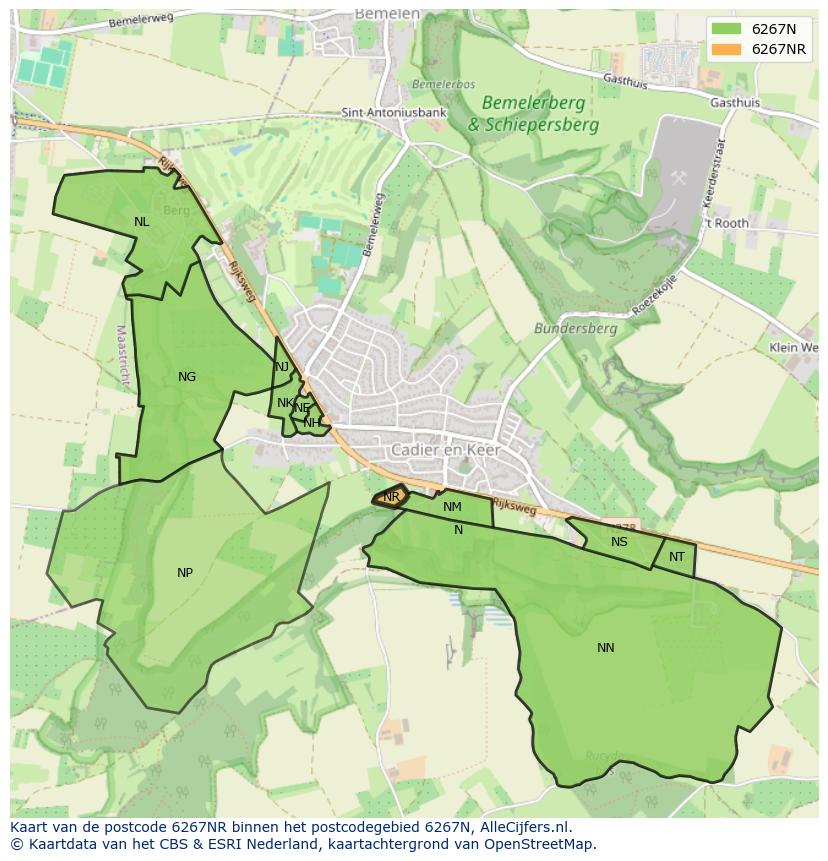 Afbeelding van het postcodegebied 6267 NR op de kaart.