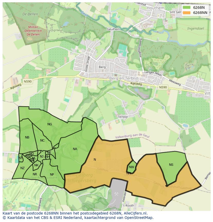 Afbeelding van het postcodegebied 6268 NN op de kaart.