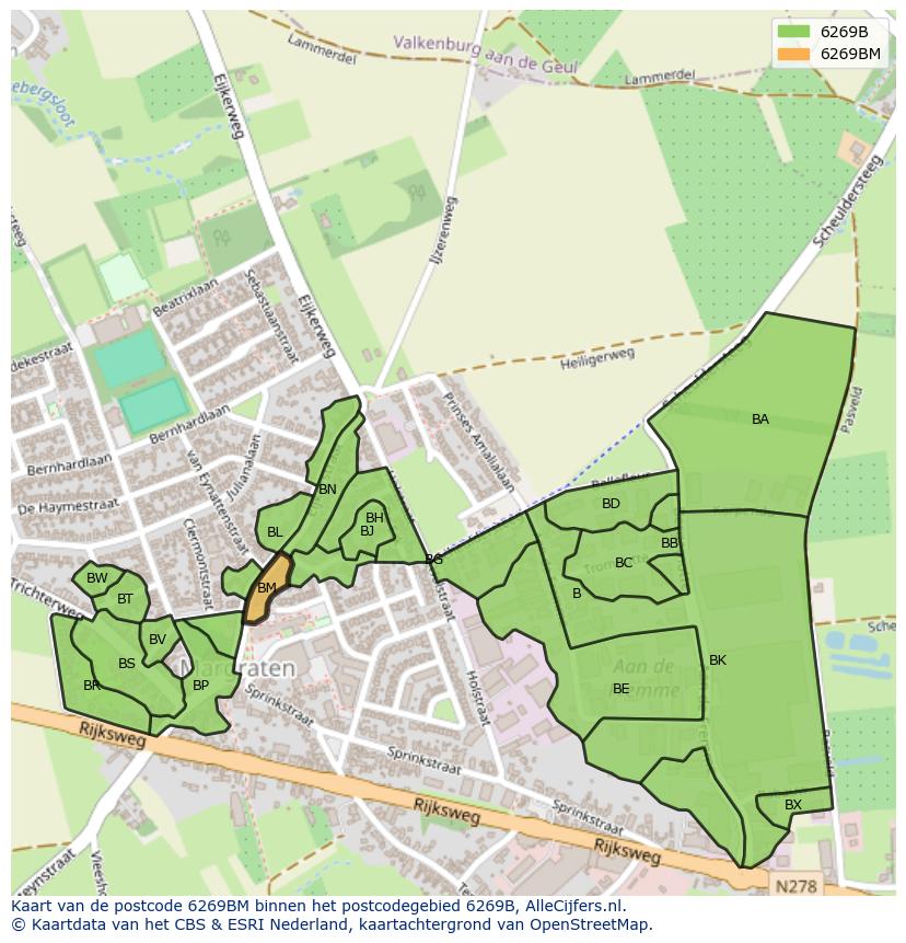 Afbeelding van het postcodegebied 6269 BM op de kaart.