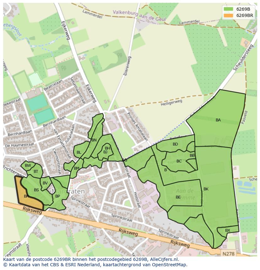 Afbeelding van het postcodegebied 6269 BR op de kaart.