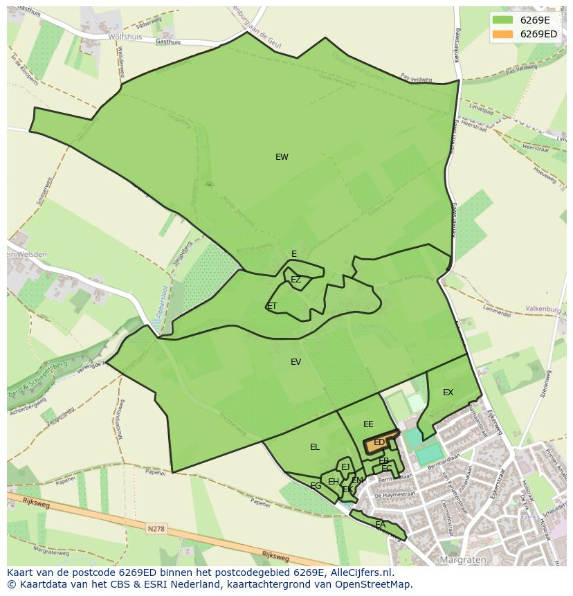 Afbeelding van het postcodegebied 6269 ED op de kaart.