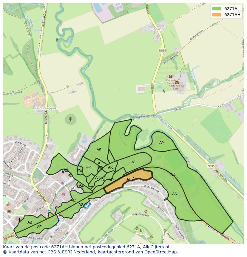 Afbeelding van het postcodegebied 6271 AH op de kaart.
