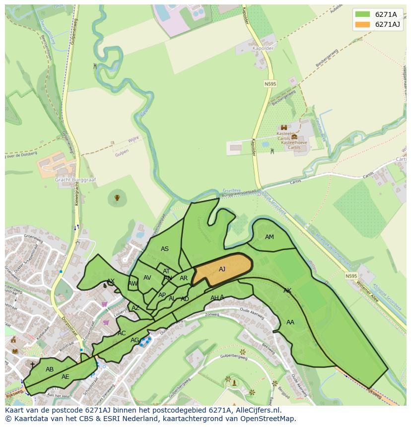 Afbeelding van het postcodegebied 6271 AJ op de kaart.