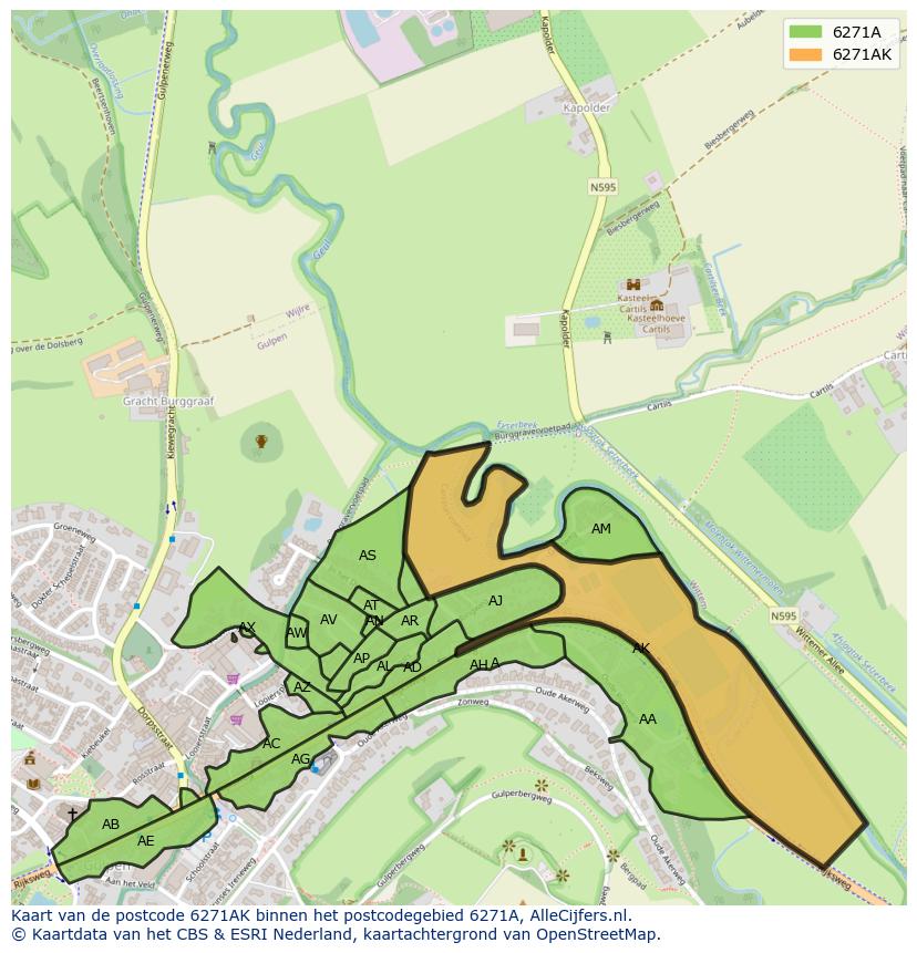 Afbeelding van het postcodegebied 6271 AK op de kaart.
