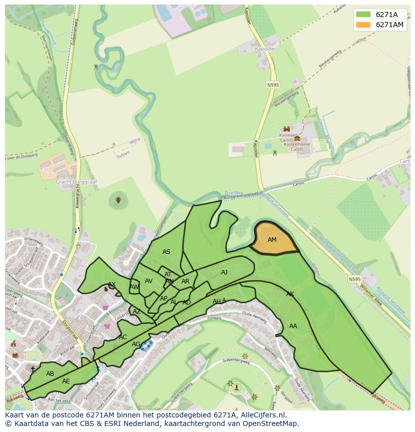 Afbeelding van het postcodegebied 6271 AM op de kaart.