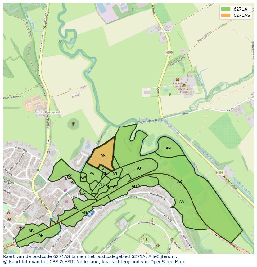 Afbeelding van het postcodegebied 6271 AS op de kaart.